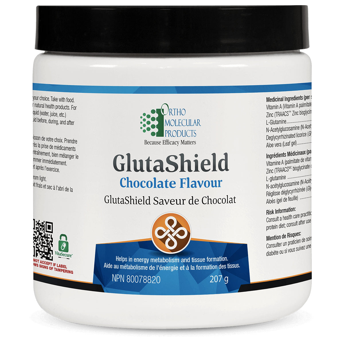 GlutaShield - Ortho Molecular Products - 207g poudre - Chocolat ou Vanille